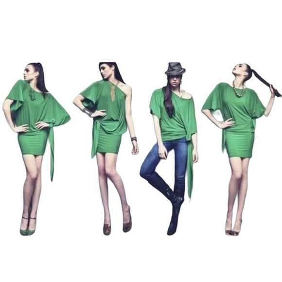 Abi Ferrin Nikki 5 Way Jersey Convertible Dress Green Women's - Picture 3 of 4